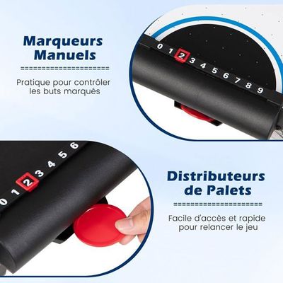 Table De Air Hockey COSTWAY Avec Marqueur électronique LED - Ventilateur 12V - Bandes Lumineuses - Pour Enfants Et Adultes - 6