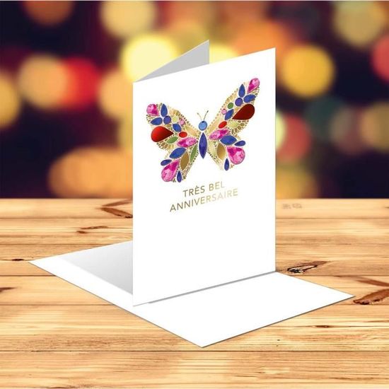 Draeger La Carterie Carte Anniversaire Papillon Et Strass Multicolore Cdiscount Beaux Arts Et Loisirs Creatifs