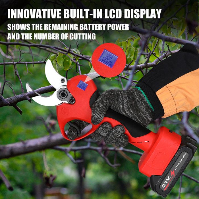 Sécateur électrique Sans Fil Moongiantgo – Diamètre Coupe 40mm, 2 Batteries 2000mAh, écran LCD, Moteur Brushless