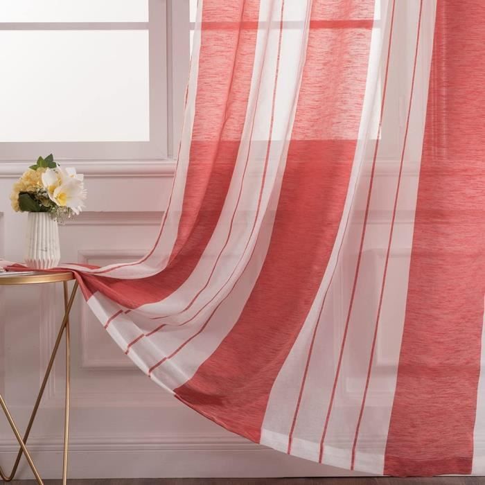 GIRASOLE HOME Paire De Rideaux En Voile Semi-transparents Effet Lin