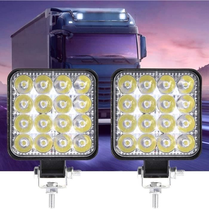 4x Phare de Travail LED 48W LED Phare Travail Projecteur Feux  Antibrouillard pour Voiture Camion UTV SUV Offroad Tracteur