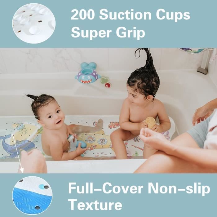 Tapis de bain pour bébé antidérapant tapis de baignoire extra long pour  enfants 40 x 16 pouces - tapis de baignoire écologique avec 200 grandes