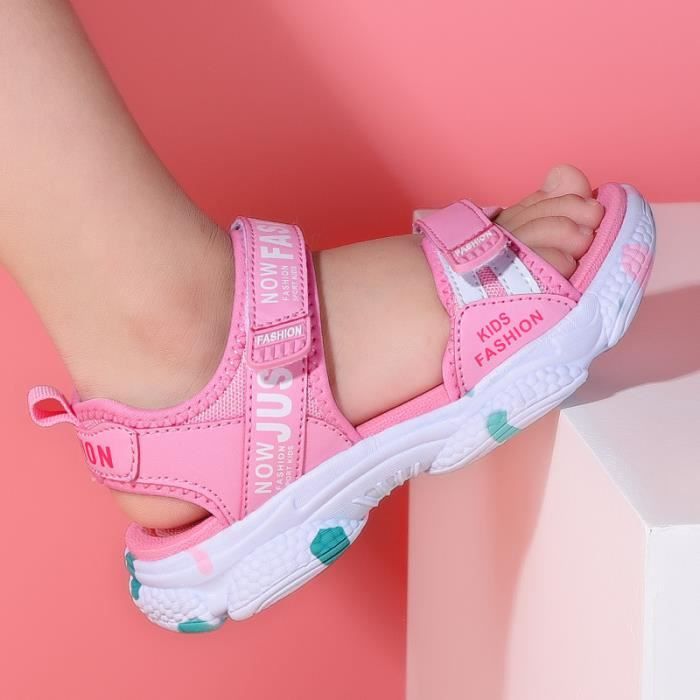 Sandales d'été pour enfant Fille Rose Talon plat