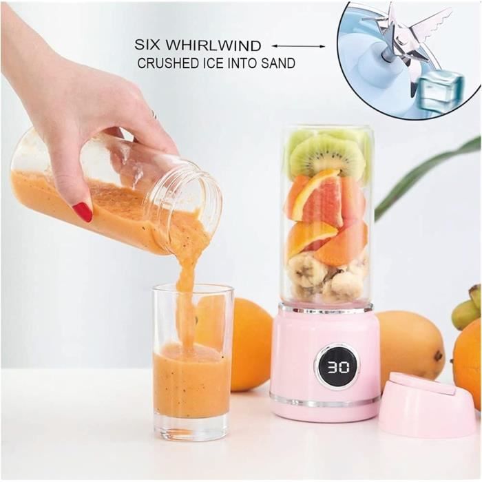 420Ml Portable Usb Blender Juicer Smoothie Blender Cup 6Couteau