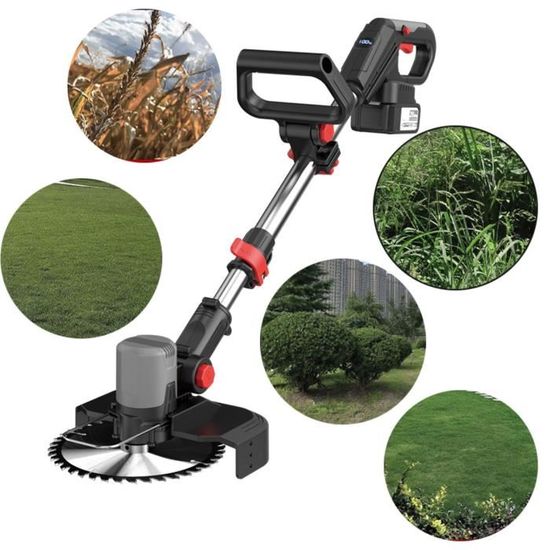 Coupe Bordure Sans Fil 21V, Débroussailleuse à Batterie Avec 2 Batterie