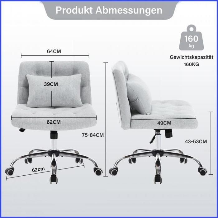 Chaise pivotante de maquillage - Modèle standard - Simili cuir blanc - Sans accoudoirs - Réglable en hauteur - Maison Chaise pivotante de maquillage - Modèle standard - Simili cuir blanc - Sans accoudoirs - Réglable en hauteur - Maison