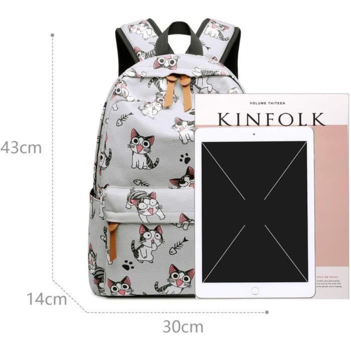 Cartable Fille Garcon Impression de Chat Mignon Sac Dos pour