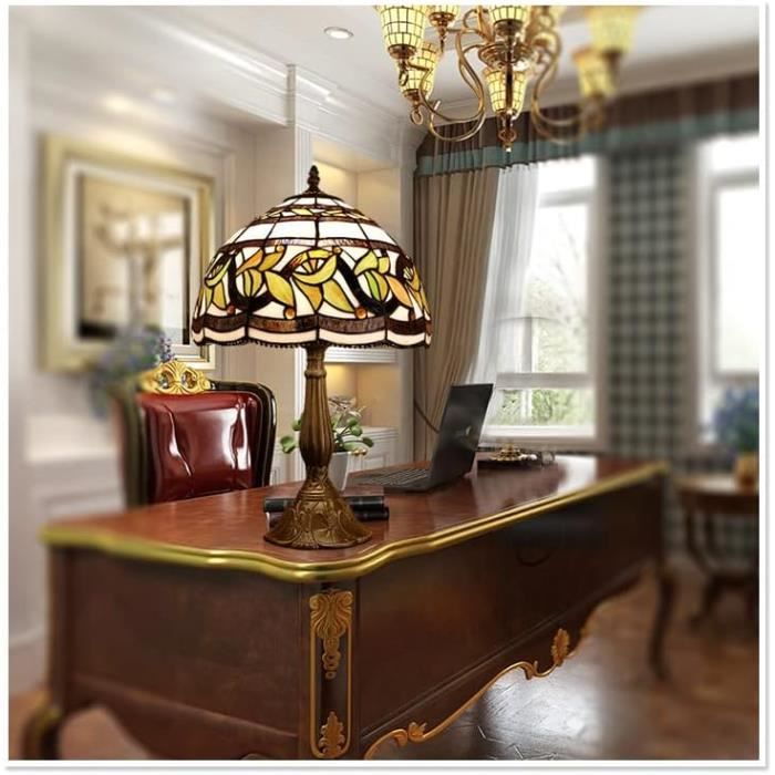 Lampe Tiffany, Vintage Fleur Vitrail Style Table Lampe, Chambre Lampe Art  Deco Vintage Lampe De Salon Sur Table, Ampoule E27 [J187] - Cdiscount Maison