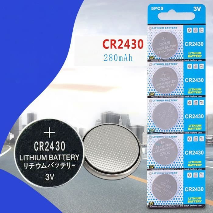 Piles CR2430 x5 Lithium Batterie Longue Duree 3V Montre Clef Plate