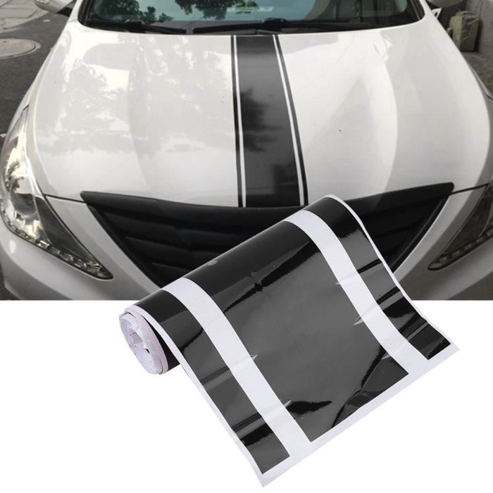 ZJCHAO Autocollant de voiture Autocollant de Capot de Moteur Carrosserie  Couverture Ruban Décoration de Voiture (Noir) - Cdiscount Auto