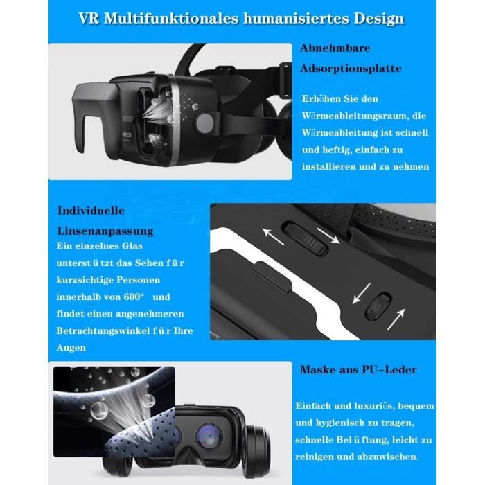 Casque Vr,Casque Réalité 3D Virtuelle Pour 4.7-7.2 Android/Ios