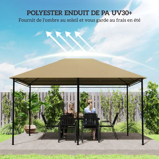 Toile De Rechange Polyester 3x4m Gris Pour Tonnelle Good Summer - 180g/m² Rectangulaire