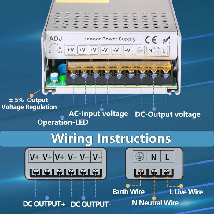 Alimentation 12V 20A 240W, Transformateur 220V Ac Alimentation À Découpage À 12 Volt Dc