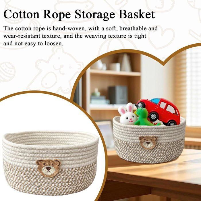 Corbeille Tressée Empilable Panier Rangement Coton Tressé, Lot De 5 Panier De Rangement Corbeille Rangement Salle De Bain Buanderie