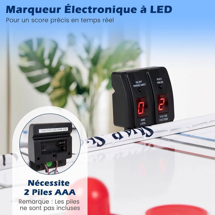 COSTWAY Table Air Hockey Electronique 6W LED avec Compteur de Points 2 Palets 2 Poussoirs 2 Cages de But Jeux d'Arcade pour Enfant COSTWAY Table Air Hockey Electronique 6W LED avec Compteur de Points 2 Palets 2 Poussoirs 2 Cages de But Jeux d'Arcade pour Enfant