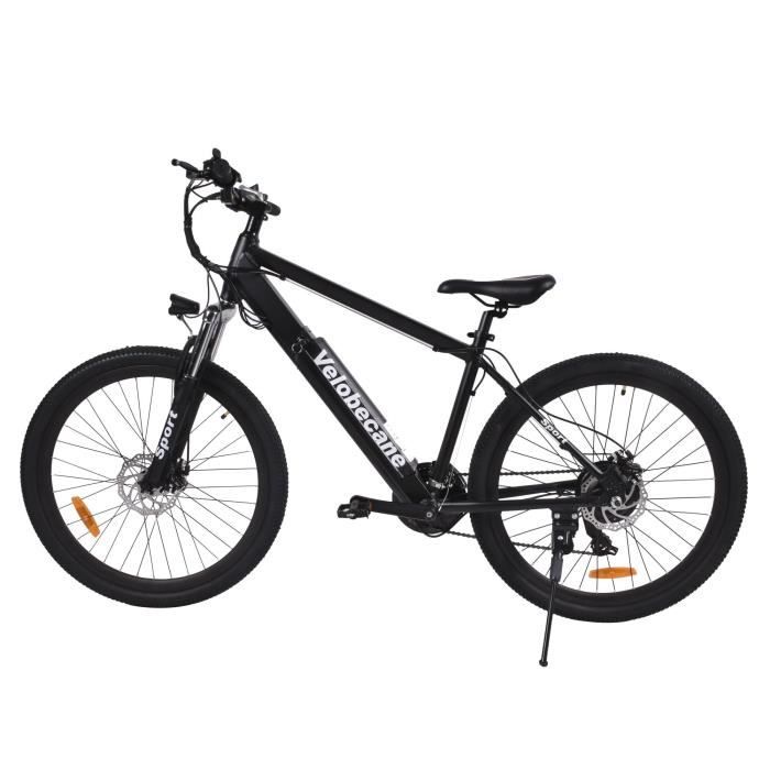 VTT electrique VELOBECANE 26 7 vitesses Autonomie 75 km Moteur 250W Freins a disque Noir Cdiscount Sport