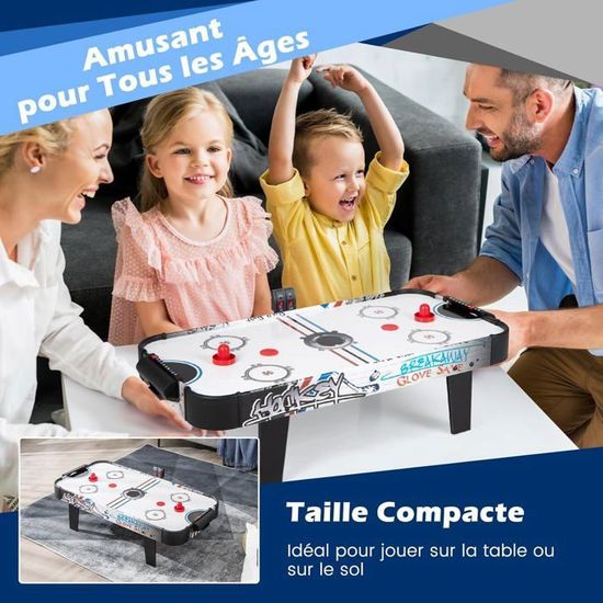Table De Jeu Arcade Famille Table De Air Hockey Avec Marqueur LED Et Ventilateur 12V - COSTWAY Table De Jeu Arcade Famille Table De Air Hockey Avec Marqueur LED Et Ventilateur 12V - COSTWAY