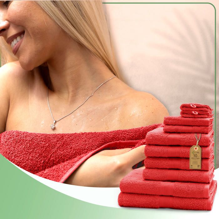 Lot De 12 Serviettes De Bain En Velours Corail - 4 Serviettes (140x70 Cm), 4 Serviettes (75x35 Cm), 4 Gants - Absorbantes Et Séchage Rapide