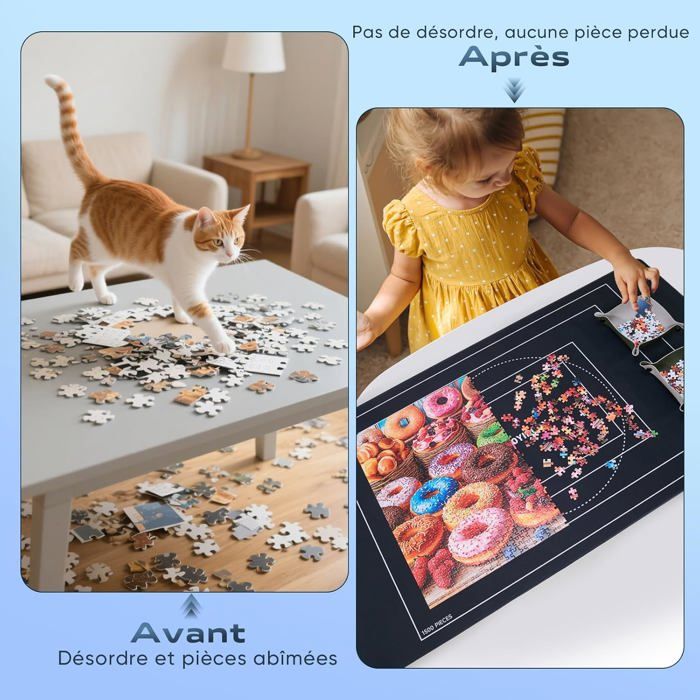 Tapis Puzzle Rouleau Feutre 2000 Pièces Portable et de Rangement Roll