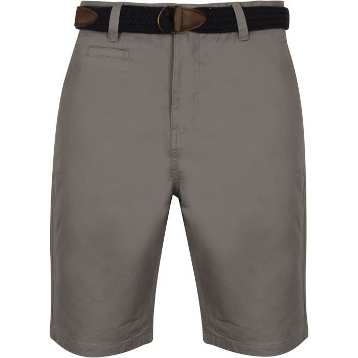 TOKYO LAUNDRY Short Chino avec Ceinture Tressée Gris Homme