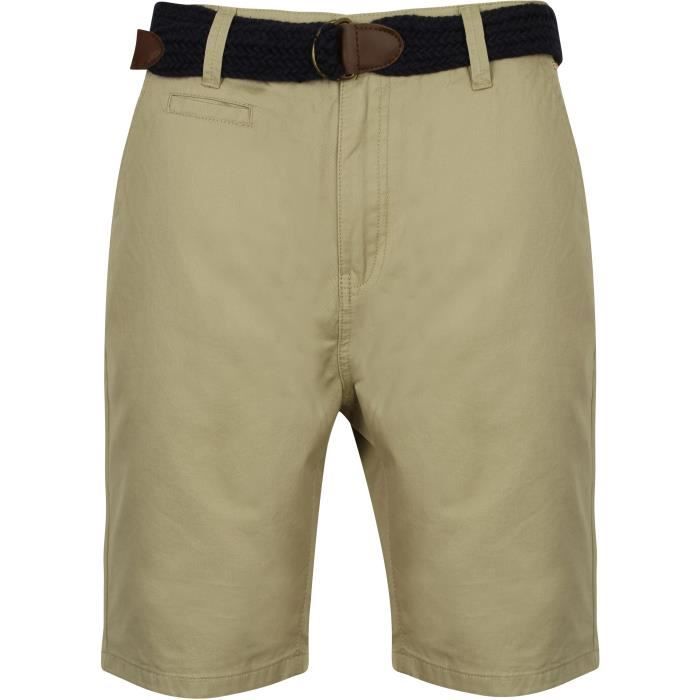 TOKYO LAUNDRY Short Chino avec Ceinture Tressée Beige Homme