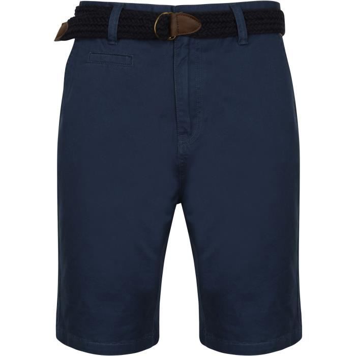 TOKYO LAUNDRY Short Chino avec Ceinture Tressée Bleu Homme