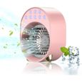 ®RisingFF Mini climatiseur portable sans ventilation, rechargeable par USB, petit humidificateur d'air (rose)
