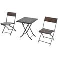 Ensemble meubles de jardin design table carré et chaises pliables résine tressée imitation rotin marron neuf 76-0