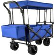 Chariot de Jardin Pliable avec Toit - VEVOR - VV-CWC-BLUE - Capacité de Charge 220 lb - Bleu-0