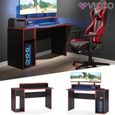 Bureau gamer VICCO Kron - Noir - Bureau informatique flexible avec étagères optimales et grand tiroir-0