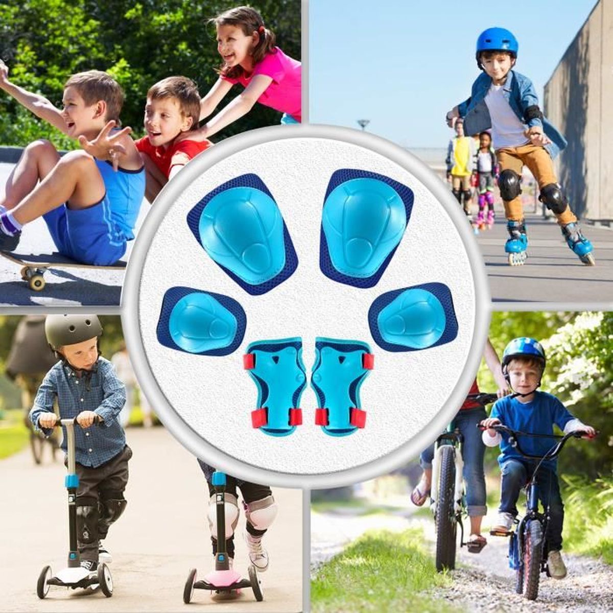 Genouillères Coudières Enfants Équipement Protection Enfant 3-en-1 - Genouillères, Coudières Et Protège-Poignets Protections Enfants