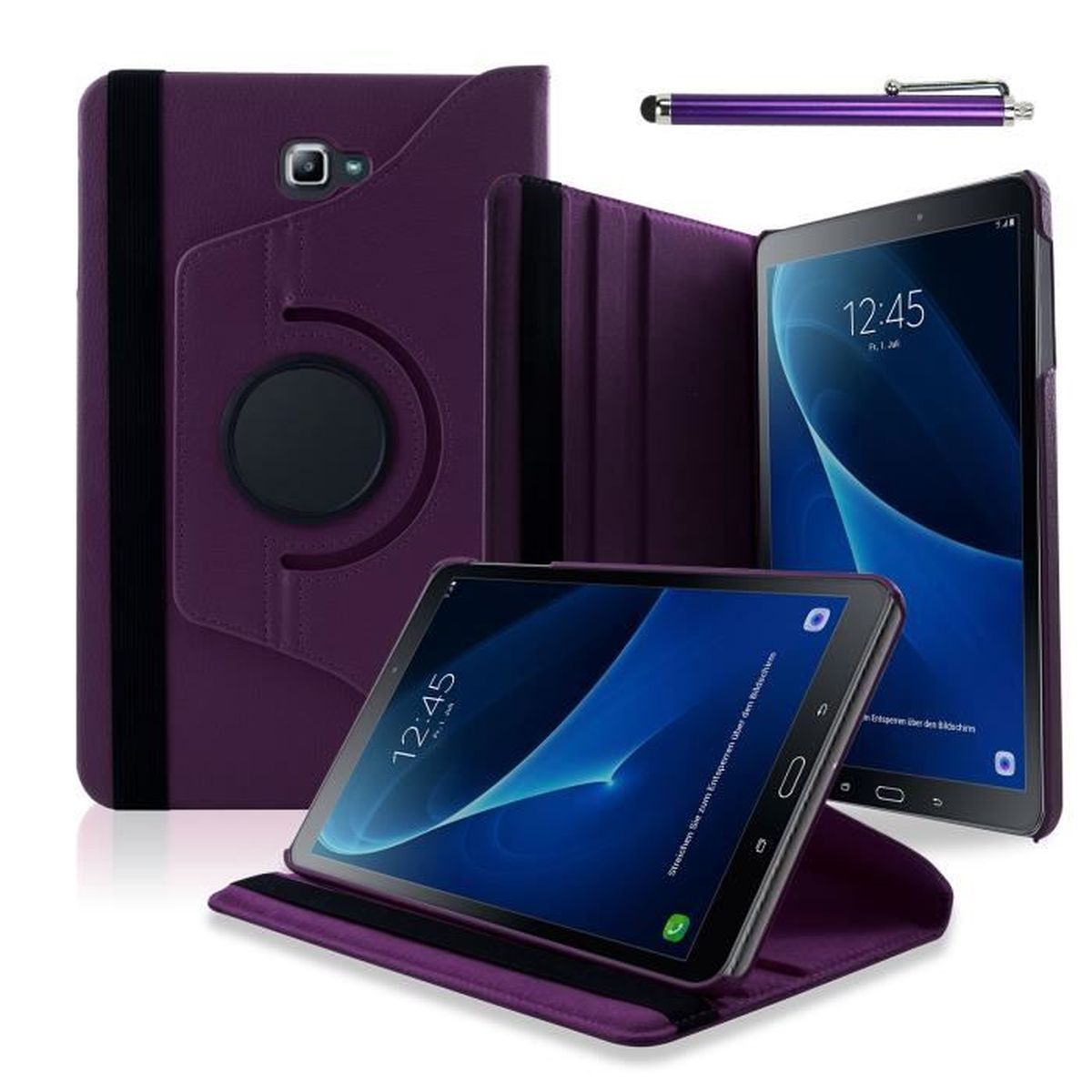 SAVFY Housse Samsung Galaxy Tab A6 10.1 - 360 Rotation Ãtui Coque Cuir avec Film d'écran et housse tablette samsung tab a6 7 pouces