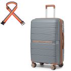 BRITISH TRAVELLER Valise Moyenne 66x44x28.5cm Valise de Voyage Extensible Valise Rigide Trolley en Polypropylène à 4 roulettes et Serrure TSA, Gris