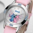 AUREOX Montre Enfant Stitch & Angel – Montre Fille Rose Quartz | Bracelet Cuir Végan | Design Disney Officiel