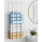 KAKOO Porte Serviette, Range Serviette Murale, 71X20X15cm Support Serviette en Métal pour Salle De Bain, Hôtel, Salon de coiffure - Blanc