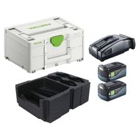 Festool Energie Set  2x BP 18 Li 5,0 ASI EU Batteries 5,0 Ah 18 V + SCA 16 Chargeur 10,8V - 18V + Coffret Systainer (2x 577660)