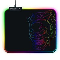 Tapis de souris gamer - AMSTRAD - AMS-RGB-MOUSEPAD - Design tête de mort - 12 modes lumineux - 25 x 30 cm