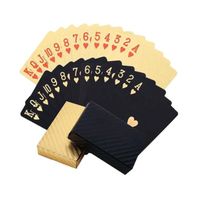Cartes de poker en plastique étanche noir et doré - Lot de 2 - résistant et durable