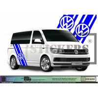 Volkswagen Transporter T4 T5 T6 Bandes latérales Logo - BLEU - Kit Complet  - Tuning Sticker Autocollant Graphic Decals
