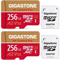 Gigastone Carte Memoire 256 Go Lot de 2 cartes, 4K Camera Pro Serie, Compatible avec Switch Drone, Vitesse allant jusqu'a 100