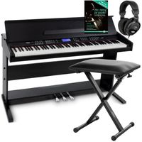 Piano numérique synthétiseur- FunKey DP-88 II - 88 touches dynamique 360 sons, USB - Set avec Economy banquette et casque - Noir