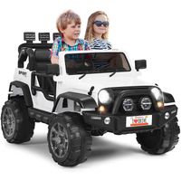 GOPLUS Voiture Tout-terrain Électrique 2 Places pour Enfant,Jeep avec Télécommande,Lumières LED Musique,3 Vitesses Réglables Blanc