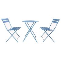 Ensemble de Table et Chaises de Jardin - MOBILI REBECCA - Set pour Extérieur Acier Bleu Clair - Pliable