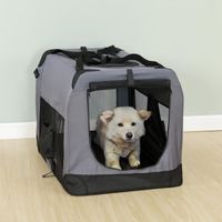 [pro.tec] box de transport pour chien (gris - pliable) taille M