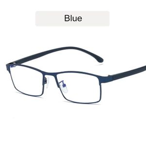 LUNETTES DE VUE lunettes de vue carrées en métal pour hommes,monture transparente,classique,Business,oculos- blue[A60004]