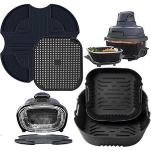 Accessoires Pour Friteuse à Air Ninja FN101EU – Grille Anti-Projection Inox + Dessous De Plat + 2 Moules Silicone – Vert Clair
