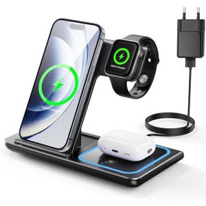 Chargeur Induction Magnétique 15W Pour IPhone 17/16/15/14/13/12, AirPods - Câble 2m, Rotatif 360°