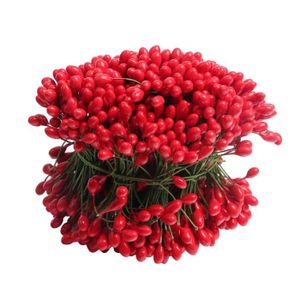 100 C/âbl/é Tiges de Baies Artificielles D/écoration de Fleurs Artificielles 200 Pi/èces 12 mm Mini Baie Aux Fruits Givr/és de No/ël Rouge