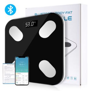 indicateur de temp/érature et arr/êt automatique. Pritech Balance de salle de bains num/érique en verre transparent haute pr/écision avec illumination LCD Blue