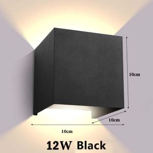 APPLIQUE  Blanc chaud - 12W carré noir - Applique murale LED